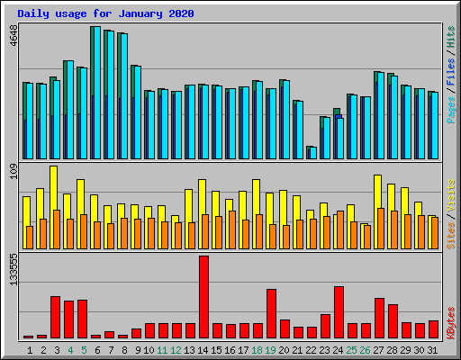 Daily usage for January 2020