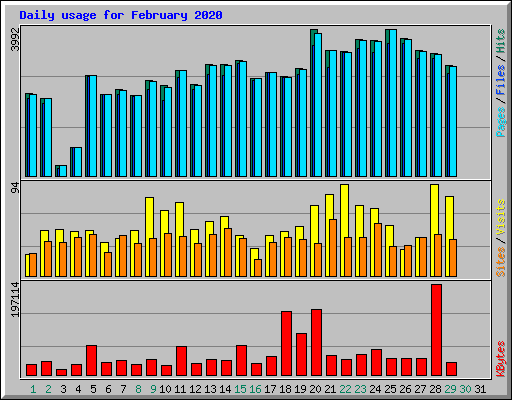 Daily usage for February 2020