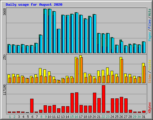 Daily usage for August 2020