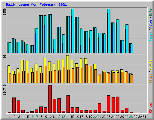 Daily usage for February 2021