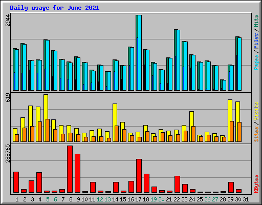 Daily usage for June 2021