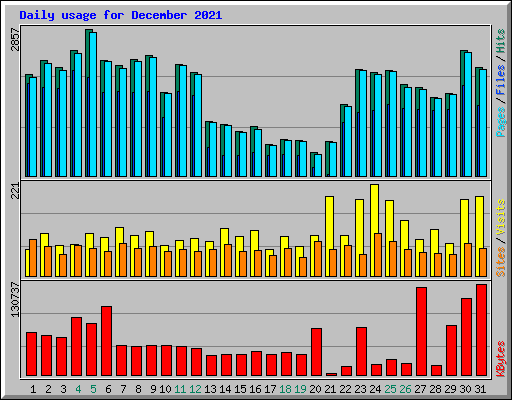 Daily usage for December 2021