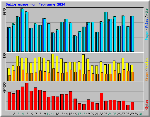 Daily usage for February 2024