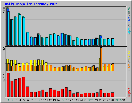 Daily usage for February 2025