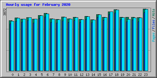 Hourly usage for February 2020