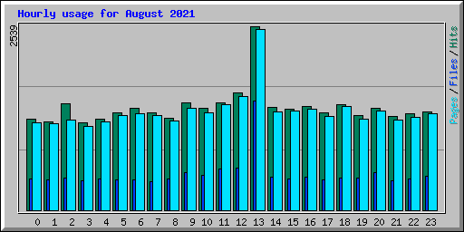 Hourly usage for August 2021